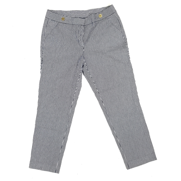 Anne Klein Striped Seersucker Pants Blue / White Women's Size 8 - Picture 3 of 15